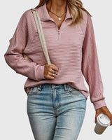 Christa | Damen Lässiger Langarm-Pullover mit Reißverschluss in Rosa
