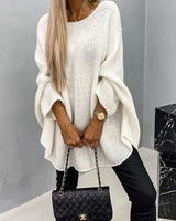 Nikoletta™ Stylischer modischer Gestrickter Pullover in Creme