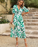 Josette - Midi Kleid Mit Blumenmuster in Grün
