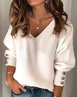 Beck - Schicker Pullover mit V-Ausschnitt in Weiß