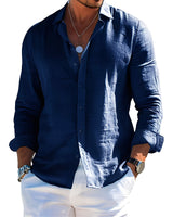 Félicien - Angenehmes langärmeliges Poloshirt in Marineblau