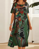 Raven | Blumenmuster Kleid in Grün
