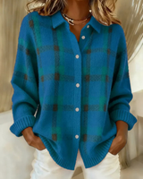 Sarani - Bequeme Langarm Strickjacke in Marineblau