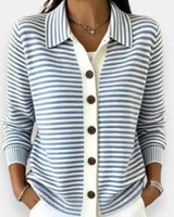 Kerana - Gestreifter Strickcardigan Mit Knöpfen in Blau