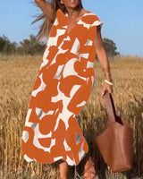 Kendall - Lässiges Abstract Kleid in Orange