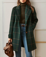 Judith™ | Elegante warme lange Jacke in Dunkelgrün