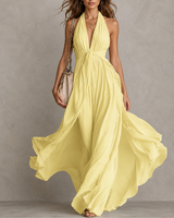 Olyra - Soft-Touch Maxi-Abendkleid in Gelb