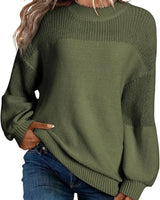Neva - Damen-Strickpullover – Weicher Oversize-Pullover im Minimalistischen Stil in Armeegrün