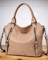Damen Alltag Handtasche aus Kunstleder in Hellbraun