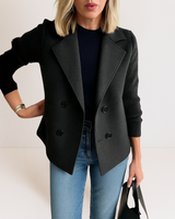 Martine™ | Elegante Jacke mit Strickärmeln in Schwarz