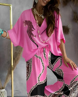 Joan - Stilvolles Lockeres Lounge-Set in Rosa / Schwarz