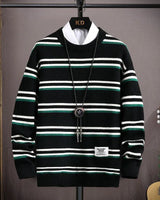 Pinet - Moderner Pullover Herren Weichgestrickt für Herbst und Winter Vielseitig und Gemütlich in Schwarz gestreift