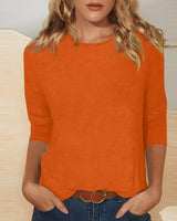 Katherina - Bequemes Rundhals-Shirt in Orange