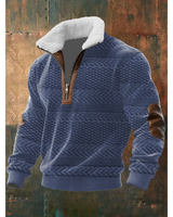 Tobias | ThermoSoft Fleecepullover mit Stehkragen in Blau