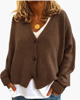 Gwen – Langärmelige Strickjacke in Braun