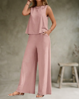 Alizeh - Elegantes ärmelloses Zweiteiliges Set in Rosa