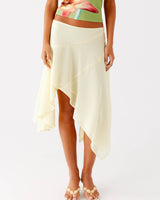 Damen Halbrock mit hoher Taille und asymmetrischem Schnitt in Hellgelb