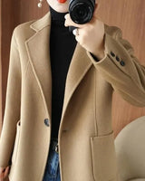 Tiberius | Herbst- und Winterverdickter Tweed Damen Blazer in Beige