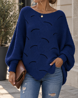 Zeyna – Langärmeliger Strickpullover in Blau