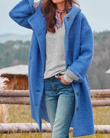 Selina | Damen Oversize Wintermantel mit Knopfleiste in Blau