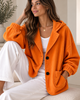 Nalina – Übergröße-Kapuzen Jacke Aus Cord in Orange