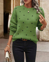 Gergana – Gestrickter Pullover Mit Polka-Punkte in Grün