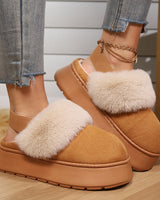 Damen Plateau Clogs mit Kunstfellfutter - Amaris in Braun