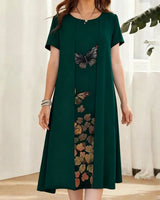 Celyn - Kurzärmeliges Midikleid-Set in Lagenoptik in Grün