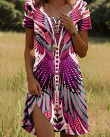 JULIA – Lebhaftes Kleid im Bohemian-Stil in Pink