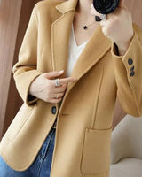 Tiberius | Herbst- und Winterverdickter Tweed Damen Blazer in Braun