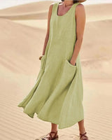 Tina™ - Sommer Leinenkleid in Grün