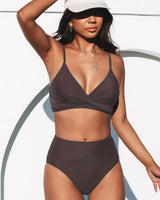 Rachelle | Hochtailliertes Bikini-Set in Dunkelbraun
