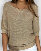 Leonie - Moderner Pullover mit Rundhalsausschnitt in Khaki