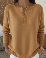 Belen - Softtouch-Henley-Sweatshirt in Beige