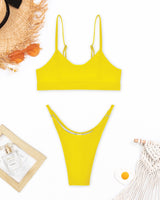 Rita | Damen Sommerbikini Hochgeschnitten Modern in Gelb
