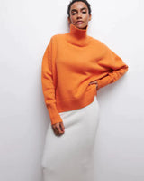 Lässiger Strickpullover -OLIVIA in Orange