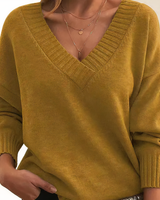 Leocadia - Eleganter Pullover mit V-Ausschnitt in Gold