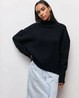 Lässiger Strickpullover -OLIVIA in Schwarz