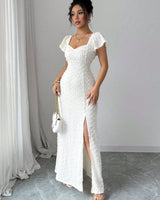 Abendkleid Maxi Hochzeitsgast Elegant in Weiß