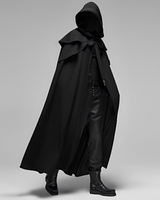 Lucien - Eleganter Gothic-Mantel mit Kapuze in Schwarz