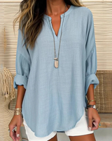Eliza - Komfortable V-Ausschnitt-Bluse in Blau