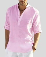 John - Gemütliches V-Ausschnitt-Shirt in Rosa