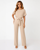 Nora - Stilvoller Jumpsuit mit Gürtel in Beige