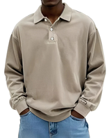 Clayton - Langarm-Poloshirt im zeitgemäßen Design in Khaki