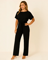 Nora - Stilvoller Jumpsuit mit Gürtel in Schwarz