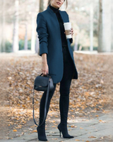 Savannah - Stilvoller langer Blazer in Dunkelblau