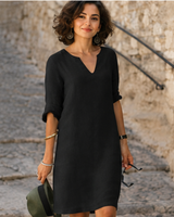 Guilaine - Elegantes und modernes Kleid mit V-Ausschnitt in Schwarz