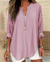 Eliza - Komfortable V-Ausschnitt-Bluse in Rosa