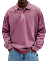 Clayton - Langarm-Poloshirt im zeitgemäßen Design in Rosa