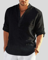 John - Gemütliches V-Ausschnitt-Shirt in Schwarz